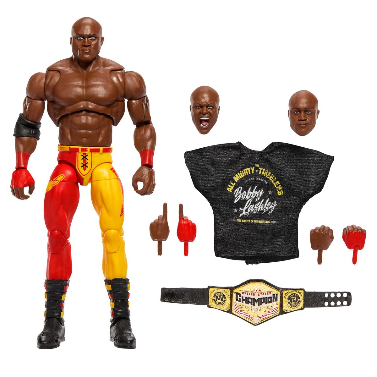 Mattel WWE Ultimate Edition Action Figure & Accessories, 6-inch Bobby Lashley Collectible Set, Swappable Heads & Hands, Entrance Gear & 30