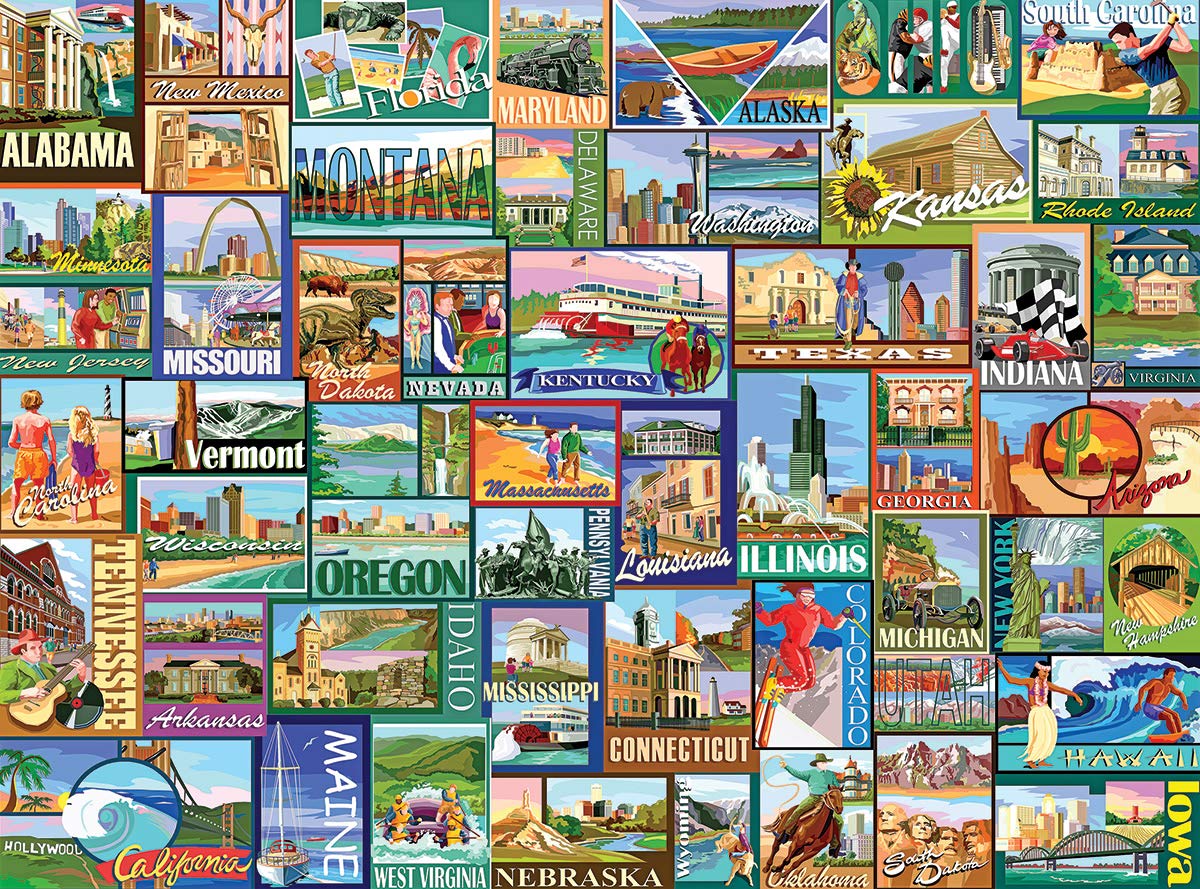 White Mountain 1000 Piece Jigsaw Puzzle United States Travel Puzzles with Large Pieces Gift for Adults and Family 24"x30" - America
