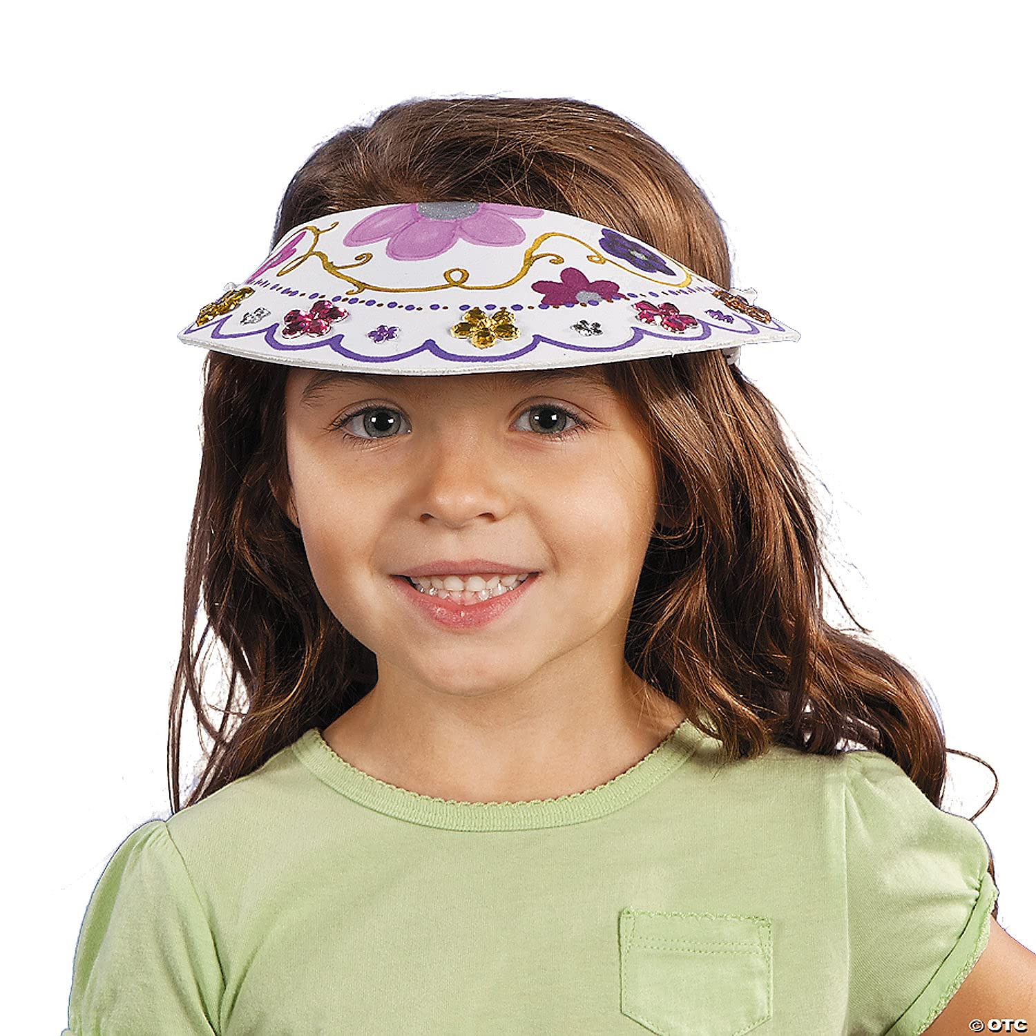 Fun Express White Foam Visors Bulk 48 Pack - DIY Craft Visors for Kids with Adjustable Coil Bands | Plain Blank Sun Visors for Decorating, Summer Camp