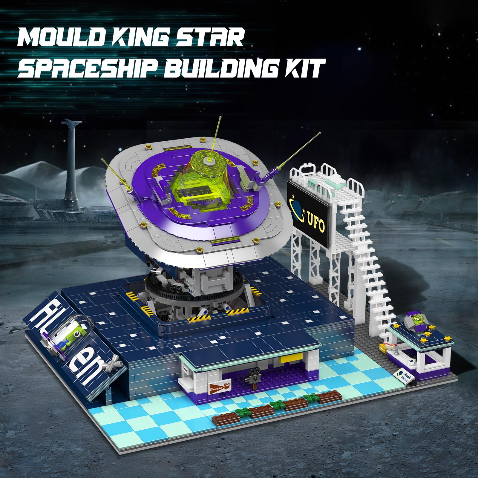 Mould King Star Spaceship Building Set with Spacecraft Model, Base Station, Galaxy Interstellar Spaceship Kit for Adults, Creative Play Space Toy