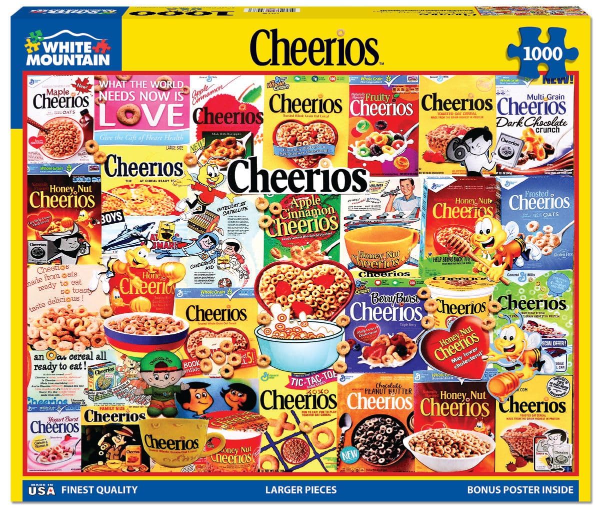 White Mountain 1000 Piece Jigsaw Puzzle Cereal Box Collage, Cheerios