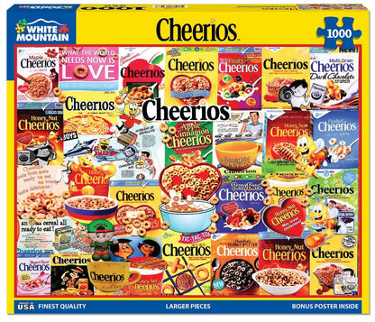 White Mountain 1000 Piece Jigsaw Puzzle Cereal Box Collage, Cheerios