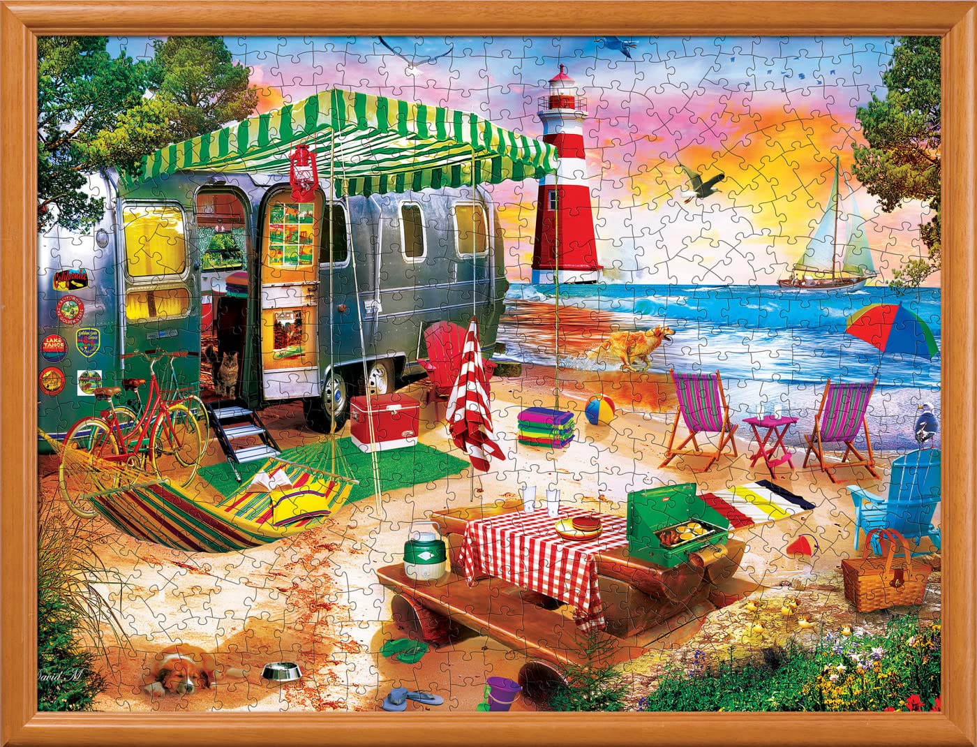 Masterpieces 550 Piece Jigsaw Puzzle For Adults and Family - Oceanside Camping - 18"x24"