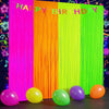 Neon Streamers Backdrop Party Supplies, Glow in Curtains Party Decorations