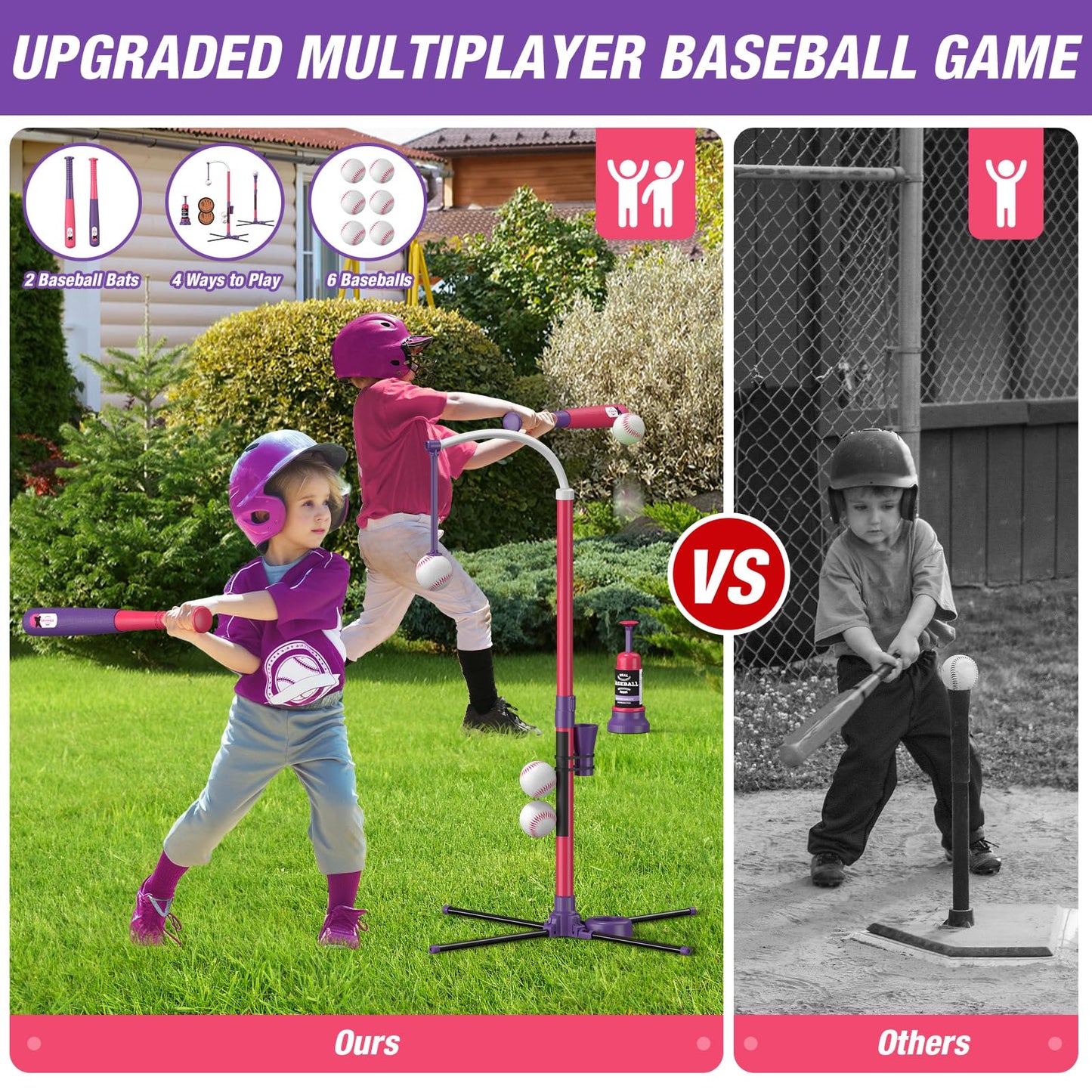 QDRAGON 4 in 1 Tball Set for Kids 3-5 with Toss and Catch Ball Set
