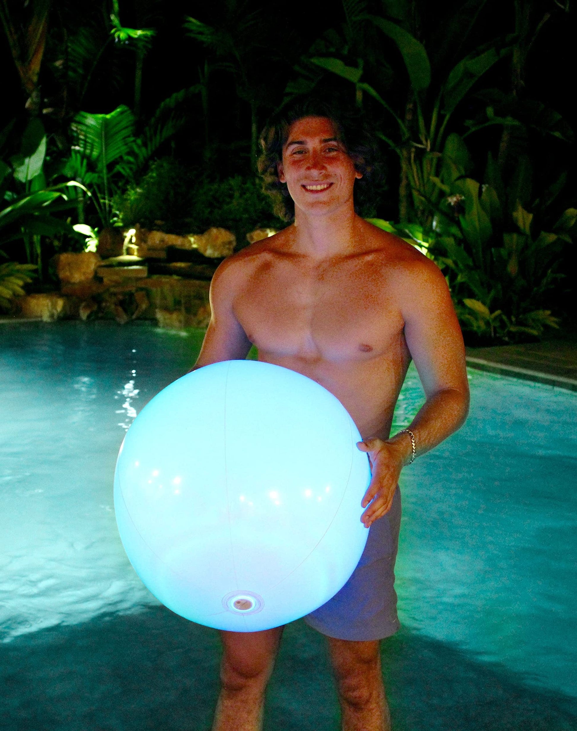 Poolcandy Inflatable Beach Ball Illuminated LED Giant Size 30 inch Wide Inflatable Ball