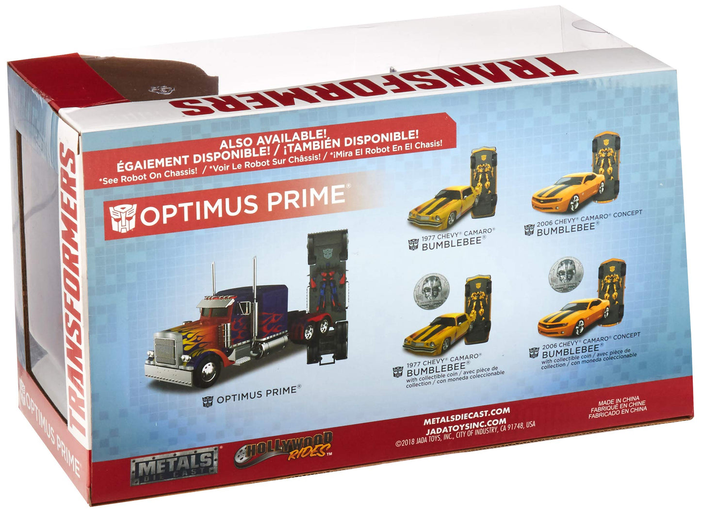 Jada Optimus Prime Truck with Robot on Chassis from Transformers Movie Hollywood Rides Series Diecast Model 30446