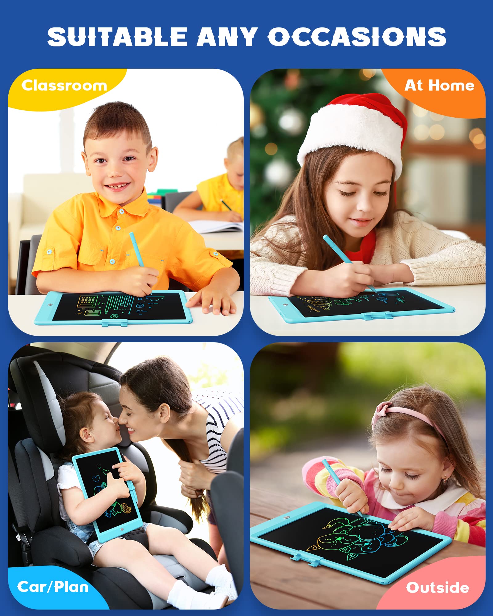 Bravokids Toys for 3-6 Years Old Girls Boys, LCD Writing Tablet 10 Inch Doodle Board, Electronic Drawing Pads, Educational Birthday Gift for 3 4 5 6 7