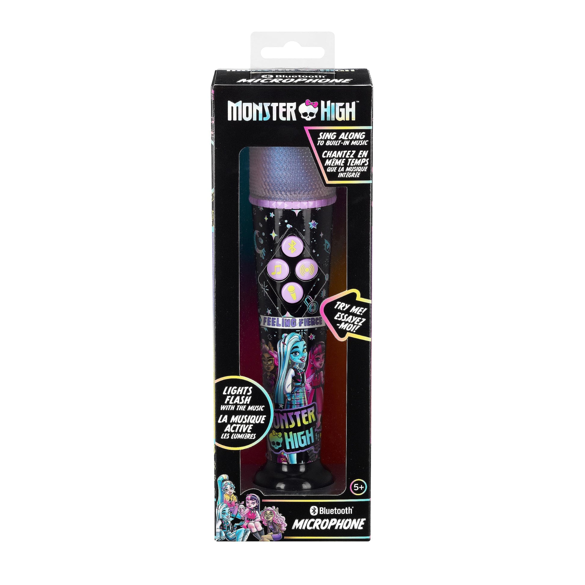 eKids Monster High Karaoke Microphone for Kids, Bluetooth Microphone Includes Built-in Music and Light Show, Designed for Fans of Monster High Toys