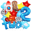 Toy Themed Story Birthday Decoration Balloon Set,Cartoon Style Birthday Rocket,Cowboy Hat,Boots,Clouds,Star Patterns, For kid Party Supply (2nd-Two