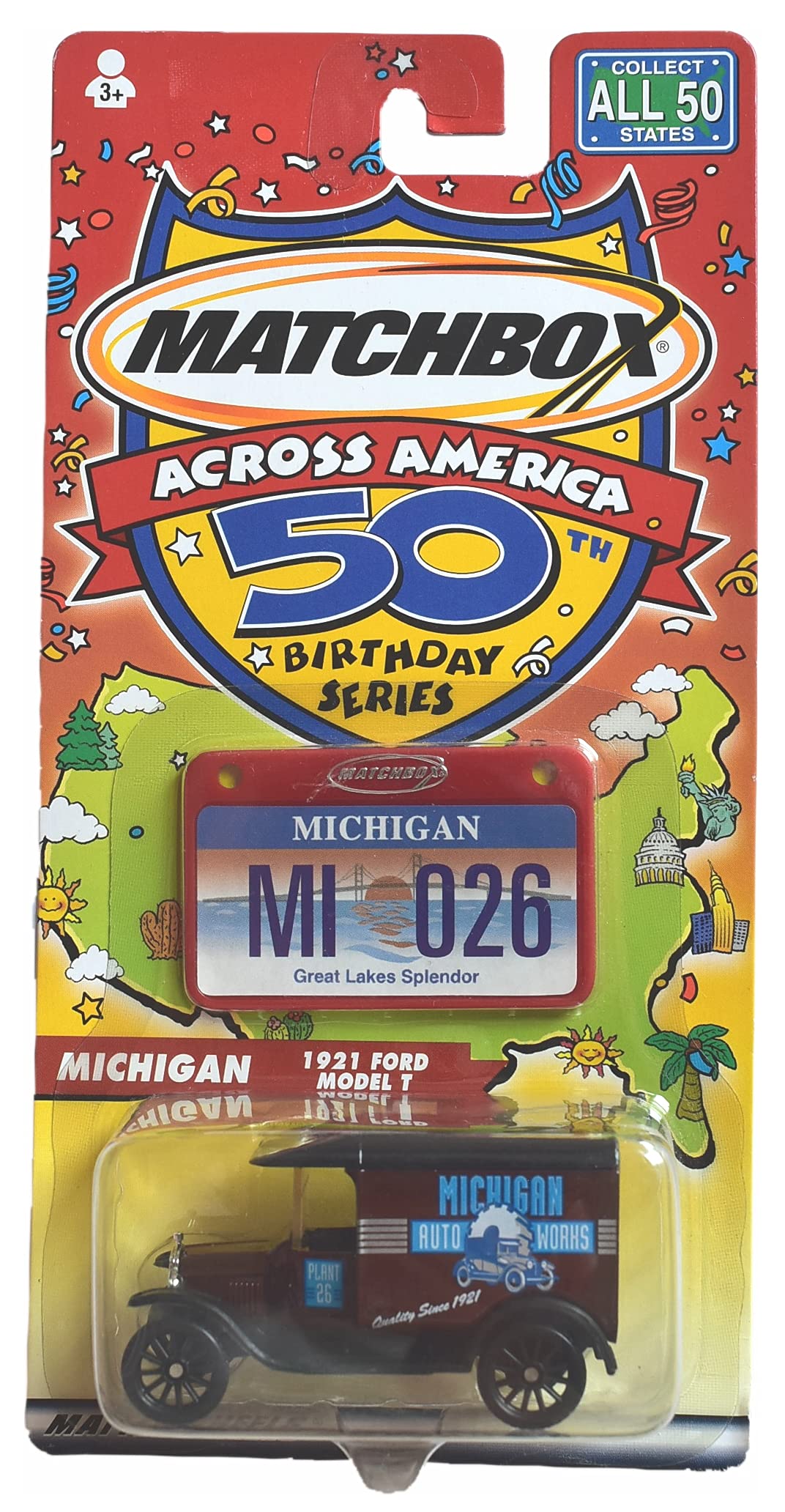 Matchbox 1921 Ford Model T, [Michigan] Across America 50th Birthday Series
