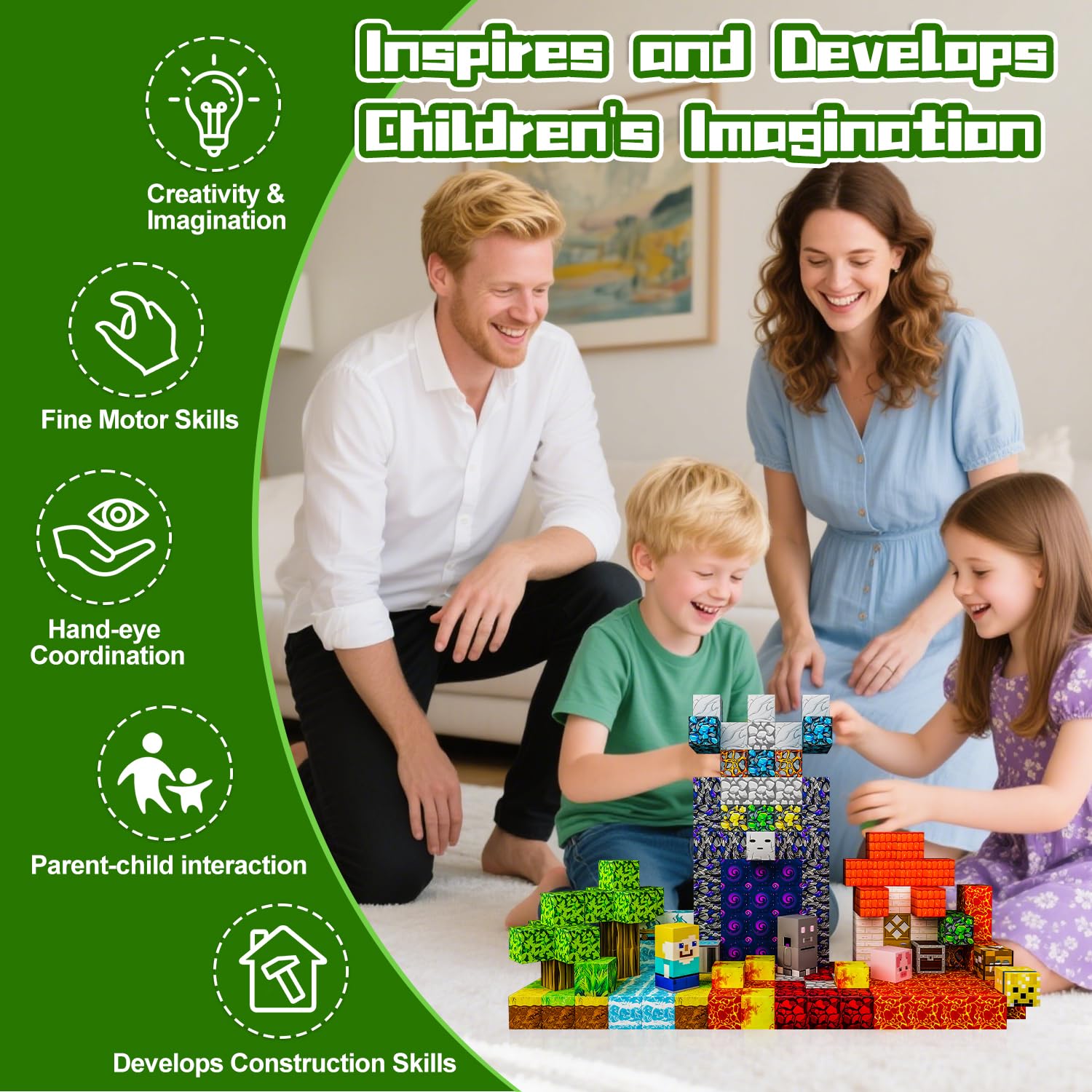 242 PCS 0.8 Inch Magnetic Blocks, STEM Sensory Toys with Storage Bag, Magnetic Building Blocks for Boys & Girls Age 3-8, Educational Stacking Magnets