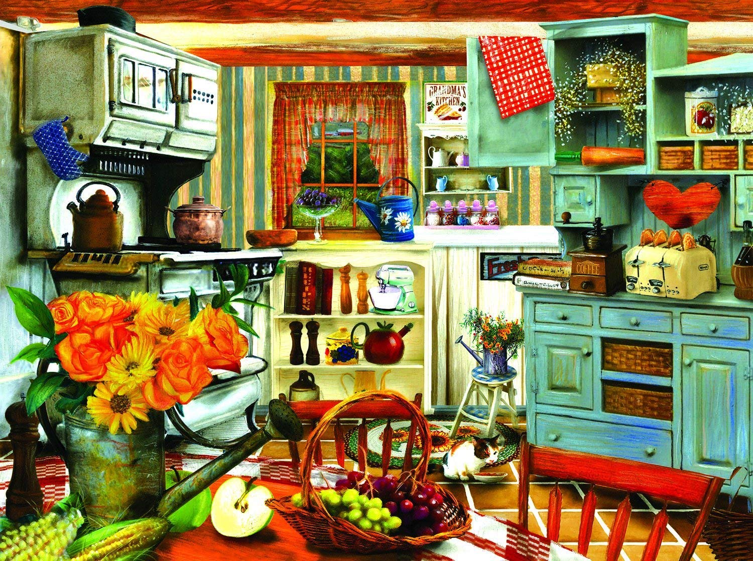 SUNSOUT INC - Grandma's Country Kitchen - 1000 pc Jigsaw Puzzle by Artist: Tom Wood - Finished Size 20" x 27" - MPN# 28851