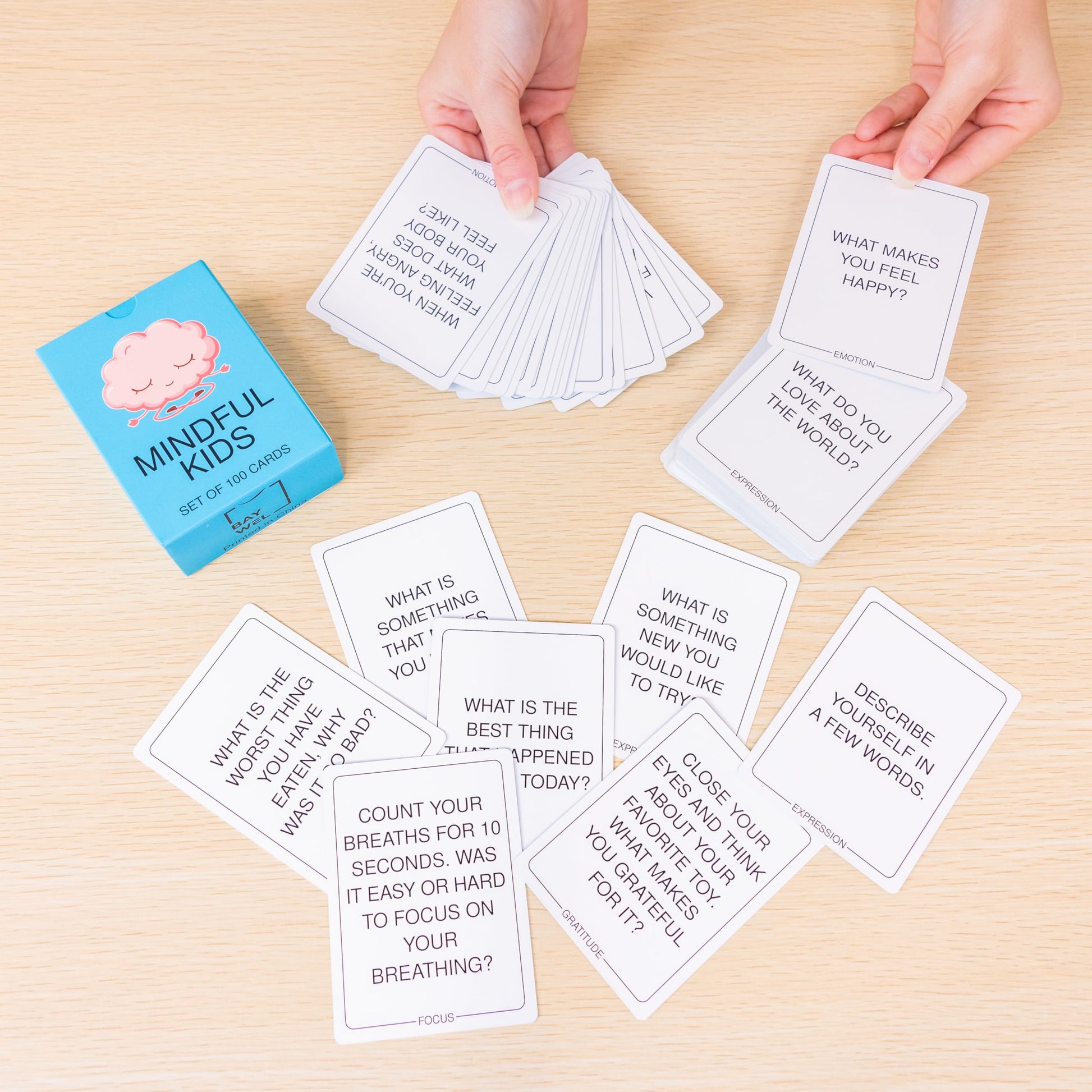 BayWel - 100 Mindfulness Conversation Cards for Kids - Enable Meaningful Conversations with Kids