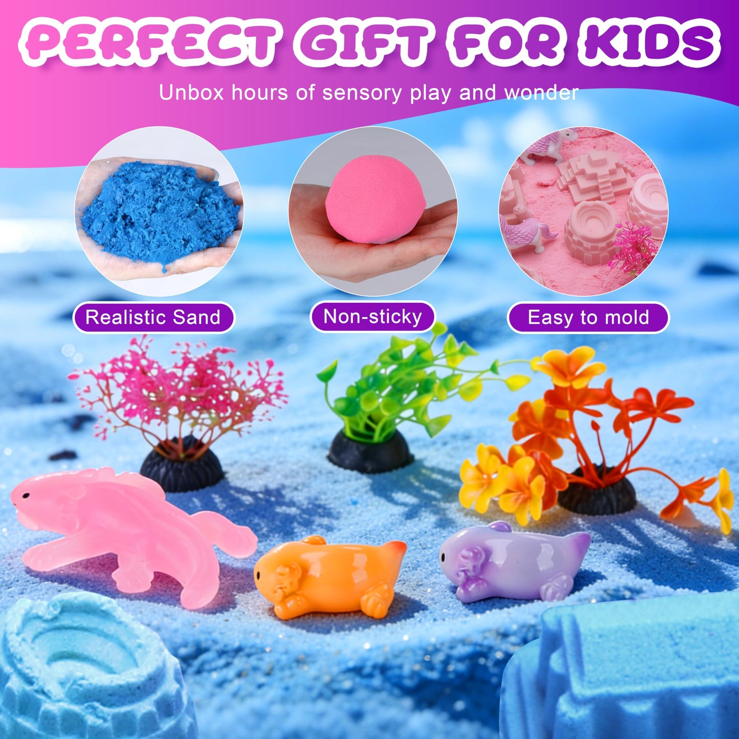 Unicorn & Axolotl 2 in 1 Sand and Water Table, Sensory Table With sand