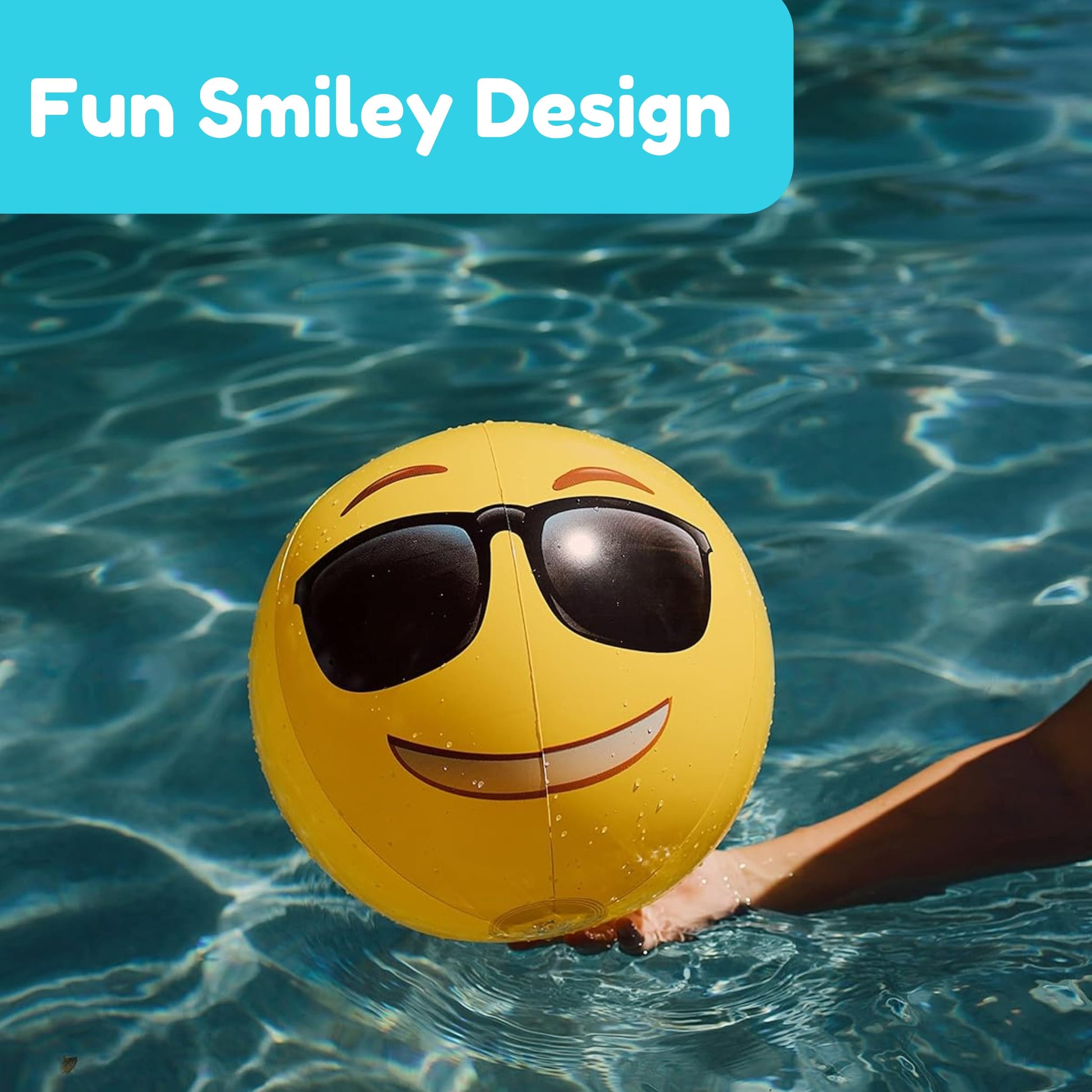 Coconut Float Emoji Beach Ball 12 Pack, 18" Inflatable Beach Balls