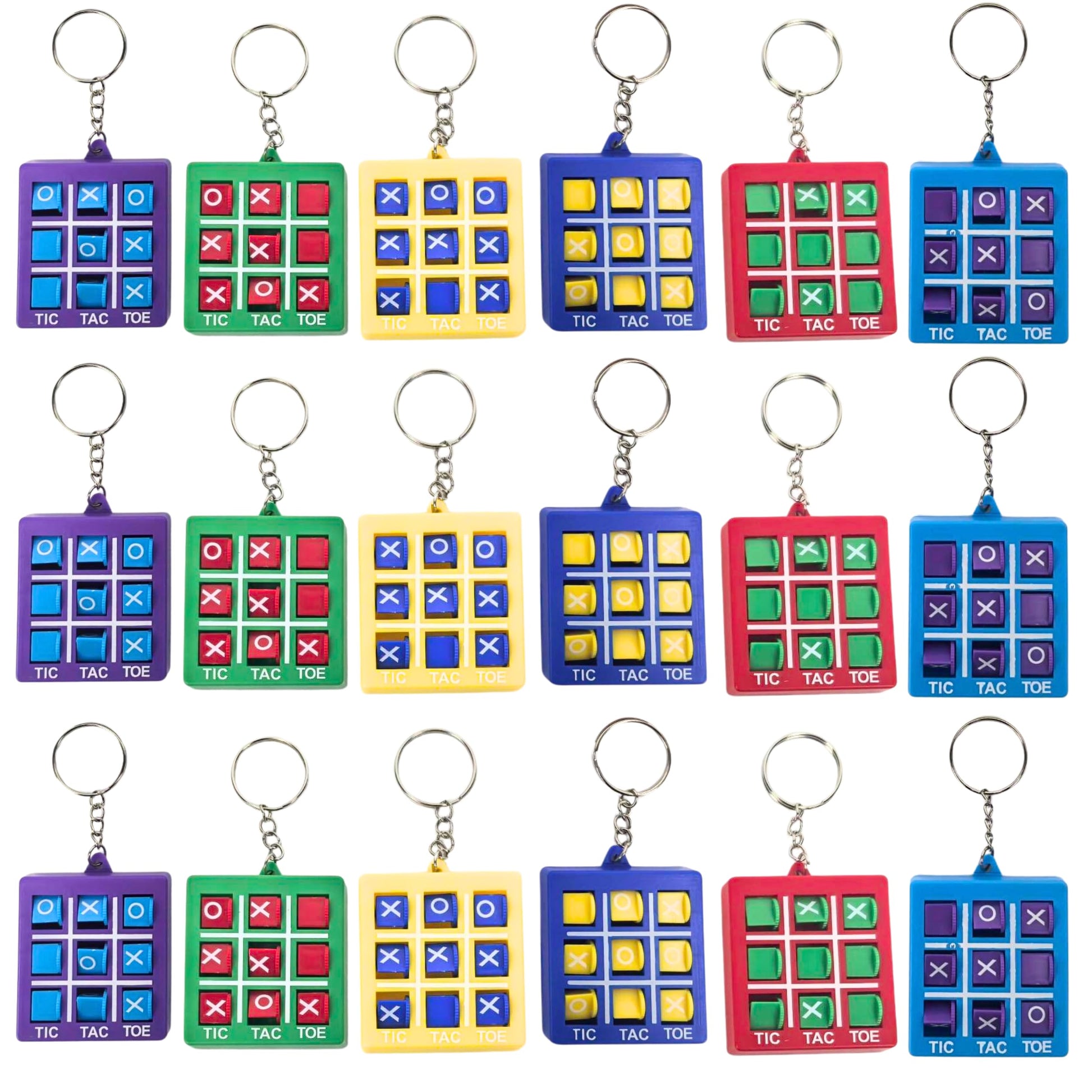 4E's Novelty 24 Pack Classroom Valentine Cards with Tic Tac Toe Keychains Games, Bulk Valentines Day Cards & Gifts for Kids School Valentines