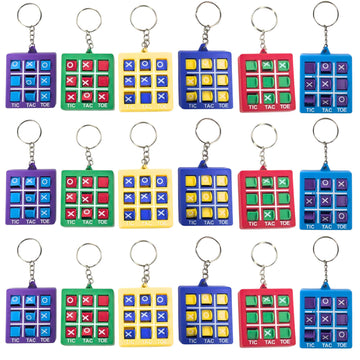 4E's Novelty 24 Pack Classroom Valentine Cards with Tic Tac Toe Keychains Games, Bulk Valentines Day Cards & Gifts for Kids School Valentines