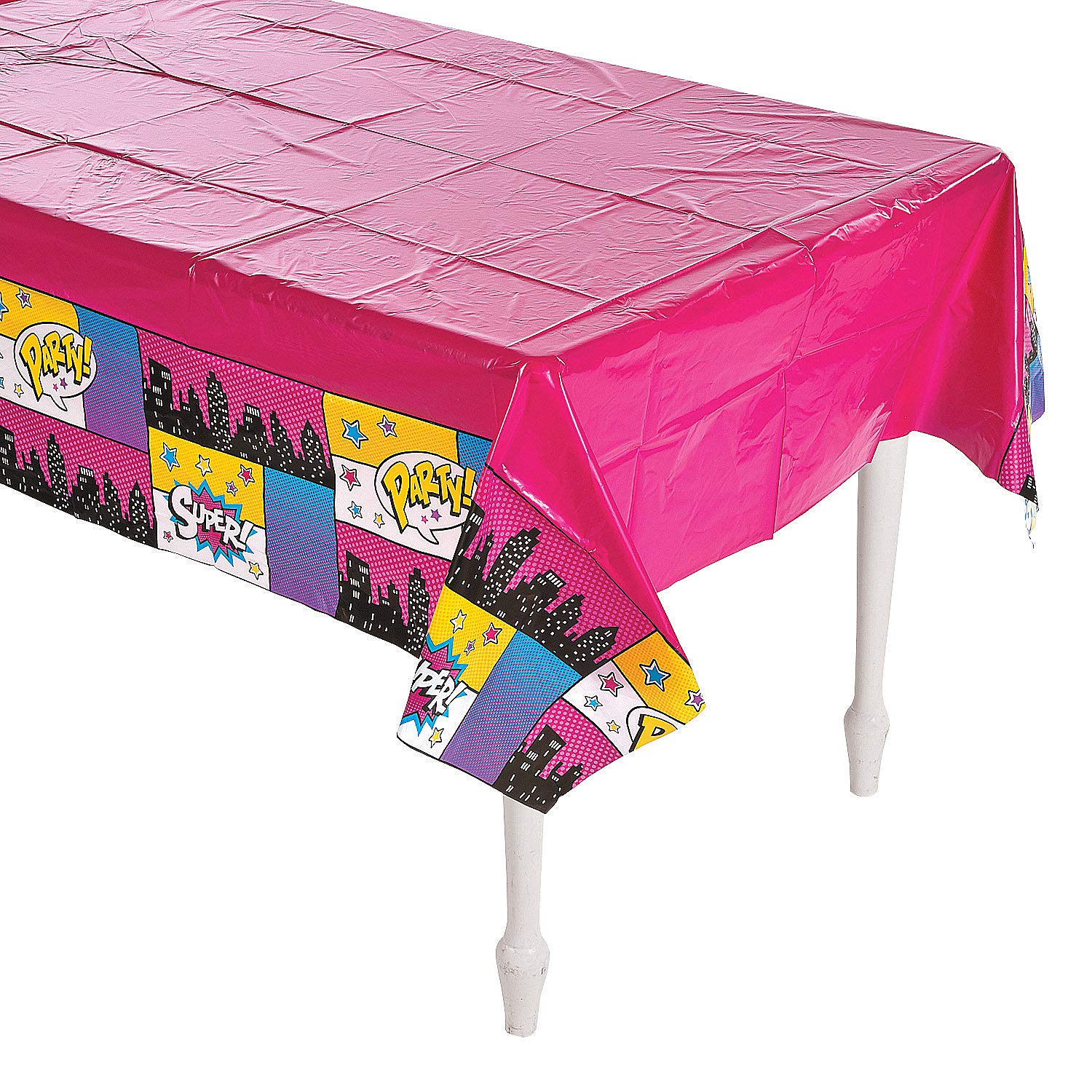 Superhero Girl Tablecloth - 54" x 108" | Plastic | Pop Superhero Design | 1 Pc.