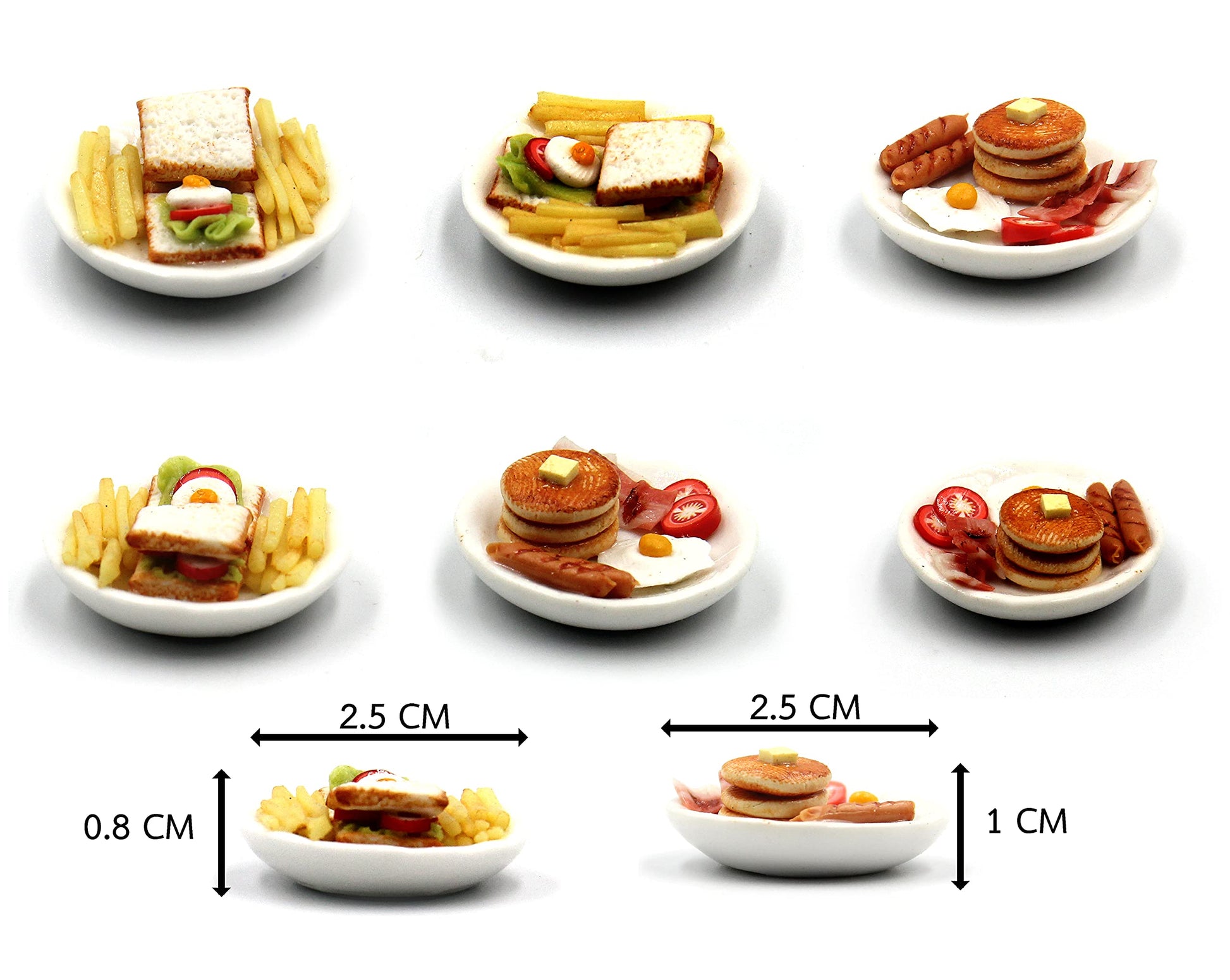 Mixed 10 Assorted Breakfast Set - Miniature Food, Tiny Food for Decoration Dollhouse, Doll House, Diorama (Scale 1:24, 1/24)