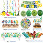 Dinosaur Birthday Decorations, 104 Piece Dinosaur Party Decorations for Boys Dino Birthday Party Supplies Set Include Banner Balloons Cake Toppers