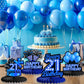 Happy 21st Birthday Honeycomb Centerpieces 9Pcs Stylish Sophisticated Blue Neon Theme Table Decor for Boys Girls Birthday Party Celebration Favors