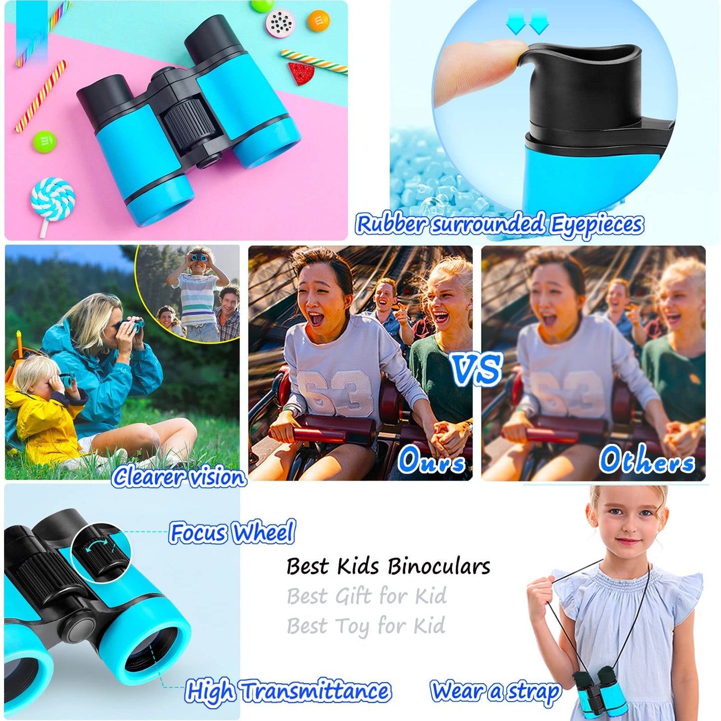 ARTOMIDE Kids Binoculars Ages 3-12 with Compass & Whistle