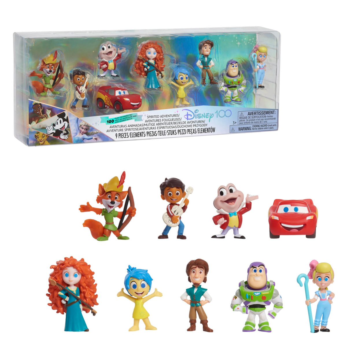Disney100 Years of Spirited Adventures, Limited Edition 9-piece Figure Set, Kids Toys for Ages 3 Up by Just Play