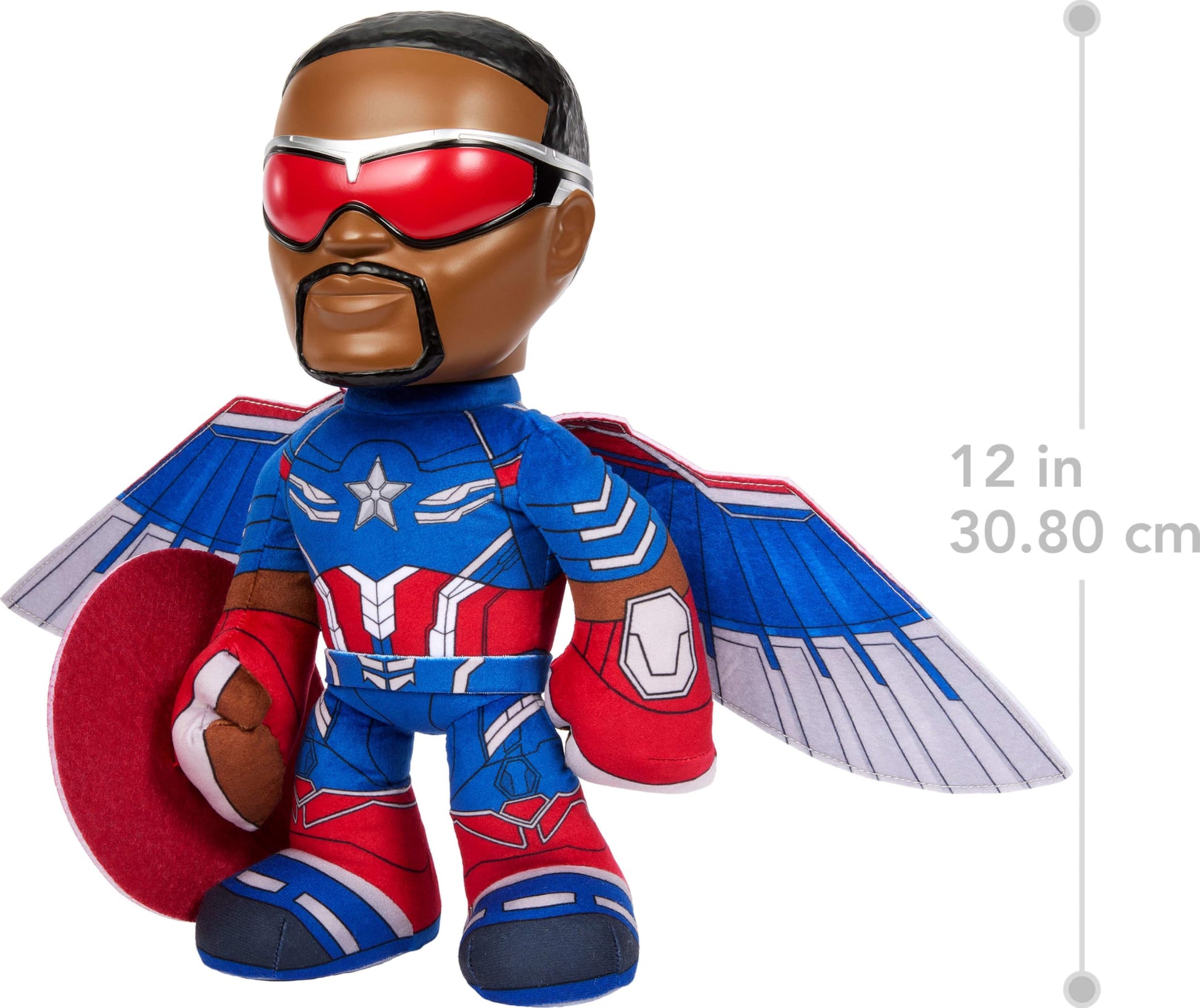 Mattel Marvel Captain America: Brave New World Plush Toy with Sound, Figure with Soft Body Wearing Outfit with Sounds & Phrases Inspired by The Movie