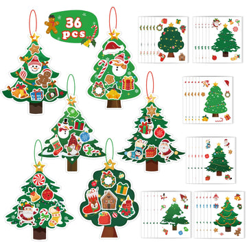 SYUCVQI Large Size Christmas Crafts Kit DIY Christmas Tree Ornament with Glue Dots and Twine Kits Xmas Hanging Ornaments for Holiday Decorations