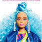 Barbie Extra Doll #4, Curvy, in Zippered Bomber Jacket with 2 Pet Kittens, Extra-Curly Blue Hair, Layered Outfit & Accessories Including Skateboard