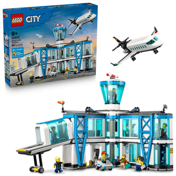 LEGO City Airport with Airplane Building Toy - Building Toy for Kids - Pretend Play Travel Set for Boys & Girls, Ages 8+ - Includes 9 Minifigures