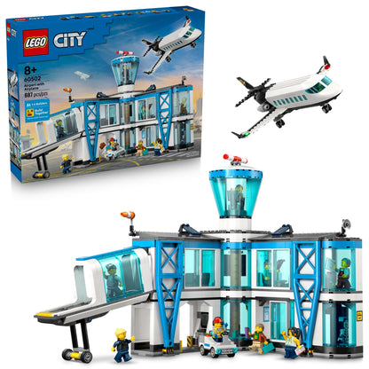 LEGO City Airport with Airplane Building Toy - Building Toy for Kids - Pretend Play Travel Set for Boys & Girls, Ages 8+ - Includes 9 Minifigures