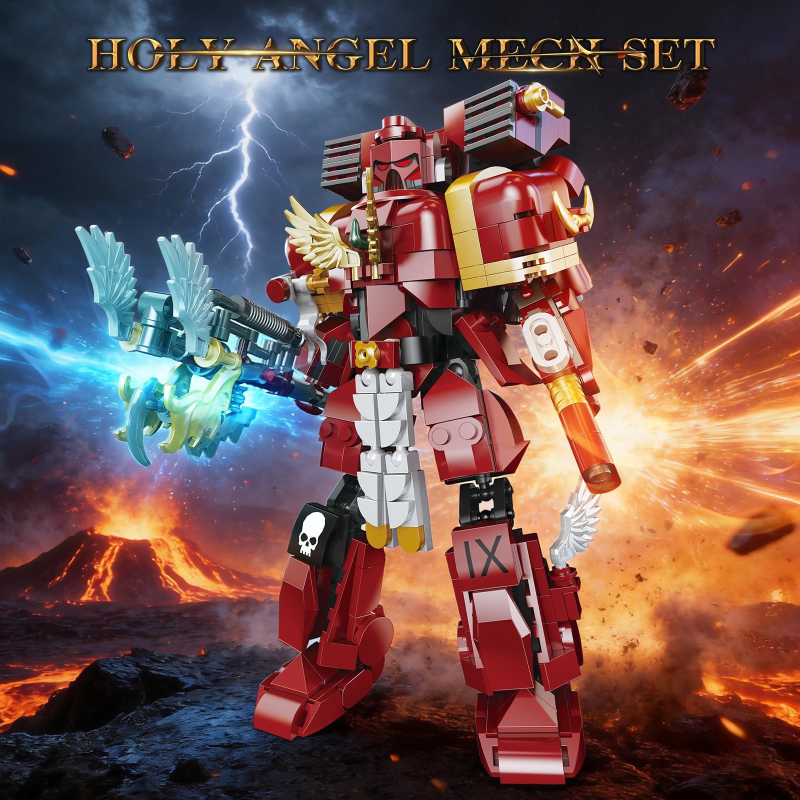 HIGH GODO Holy Angel Mech Robot Transforming Building Blocks Set for Adults, Warrior Justice Hero Mech Model Building Kit, Cool Creative Robots Toys