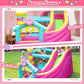 SunSports Bounce House for Kids, Inflatable Bouncy House, Indoor Toddler Bounce House, Pink Bounce House with Slide, Bouncy Castle for Backyard