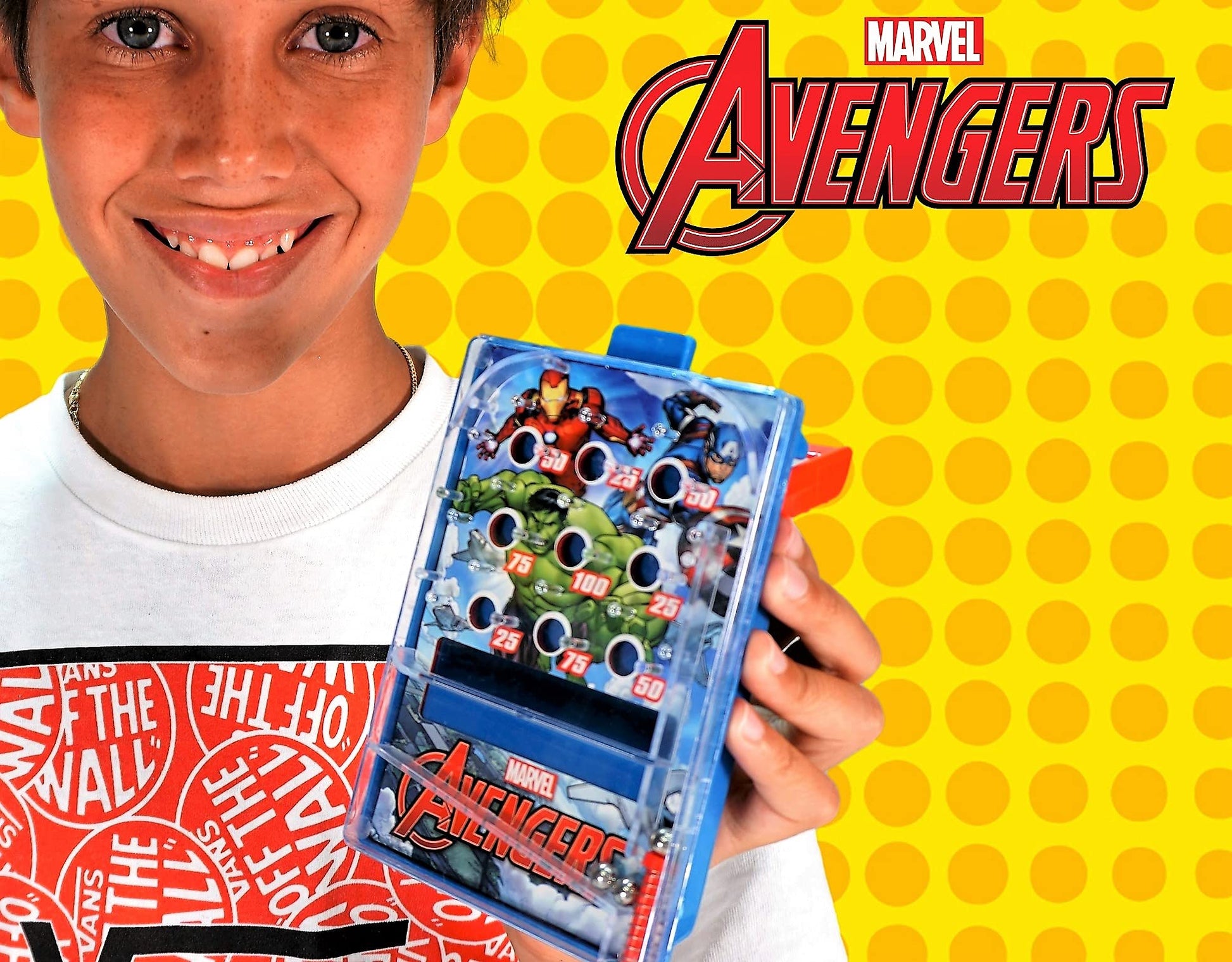 JA-RU Marvel Avengers & Spiderman Pinball Game Toy (1 Unit Assorted) Portable Mini Handheld Game for Kids. Classic Arcade Retro Games. Party Favors
