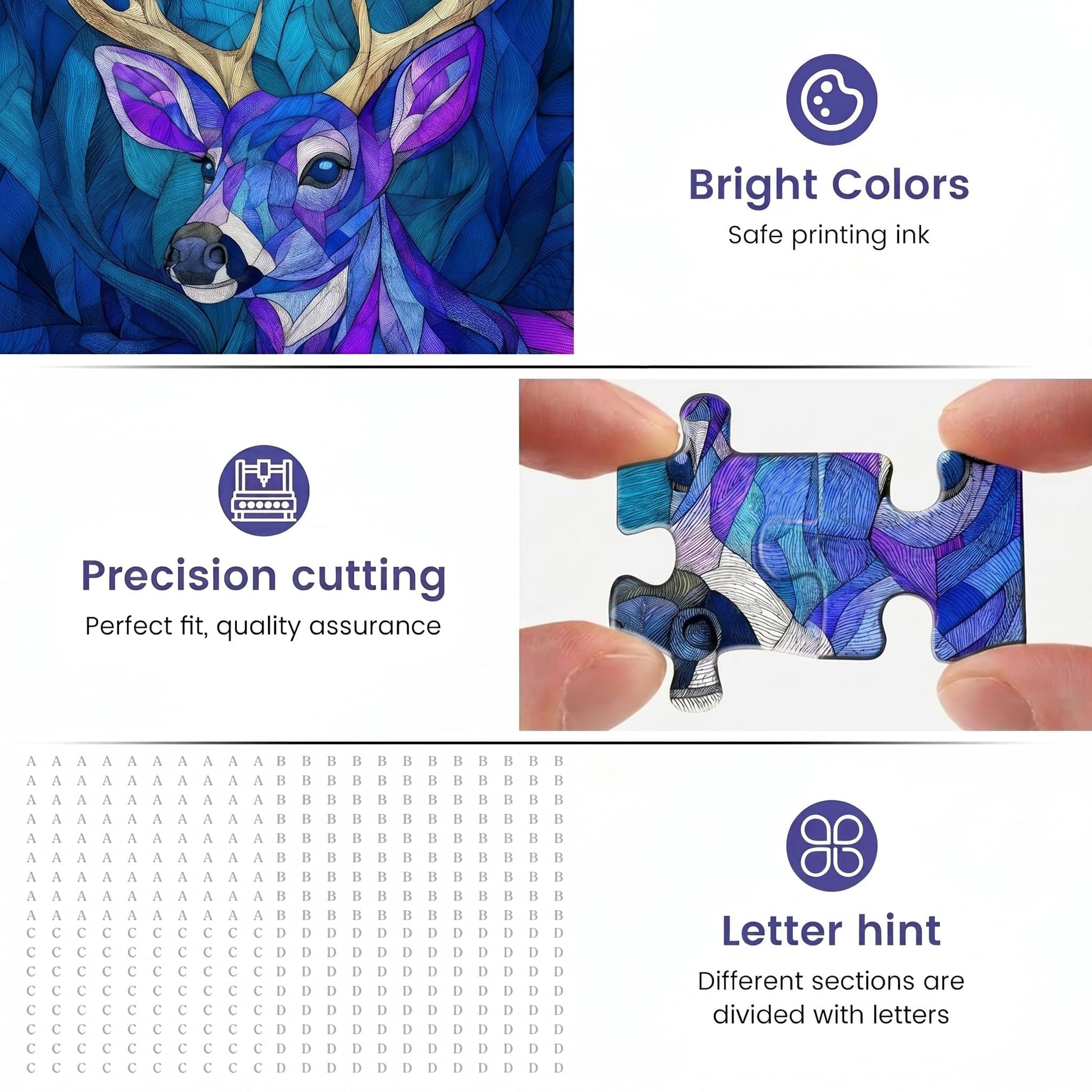 1000 Piece Puzzle for Adults, Glowing Antlers Jigsaw Puzzle for Adults, Premium Matte Finish, Thick Blue Cardboard, Fun and Challenging Family Game