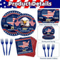 100 Pcs 250th Anniversary Party Supplies - Serves 25, Red White Blue Disposable Tableware, Includes Paper Plates, Napkins, Plastic Forks for 1776-2026