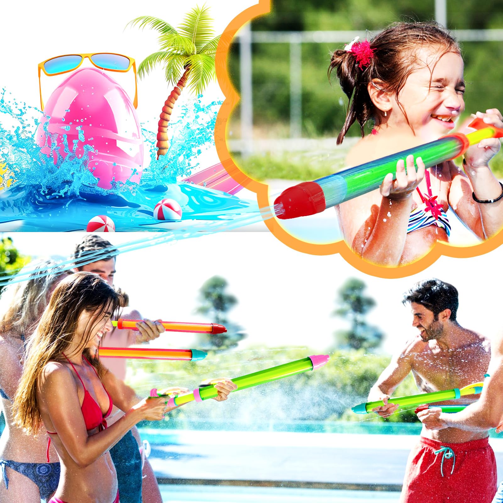15pcs Water Shooter Blaster Squirt Guns Toys,Shoot Up to 35 Feet,16.5inch Water Spray Gun for Kids,Adults Summer Water Fighting,Swimming Pool,Beach