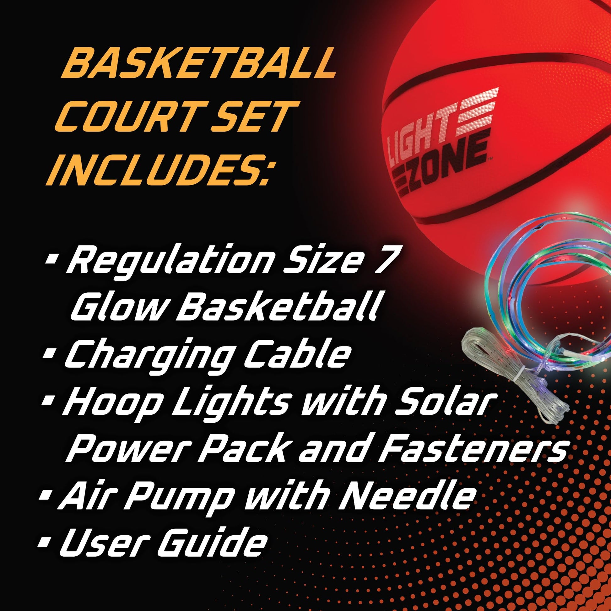 MindWare Glow Basketball Court Set with Bonus Solar-Powered Hoop Lights - Ages 5 and Up