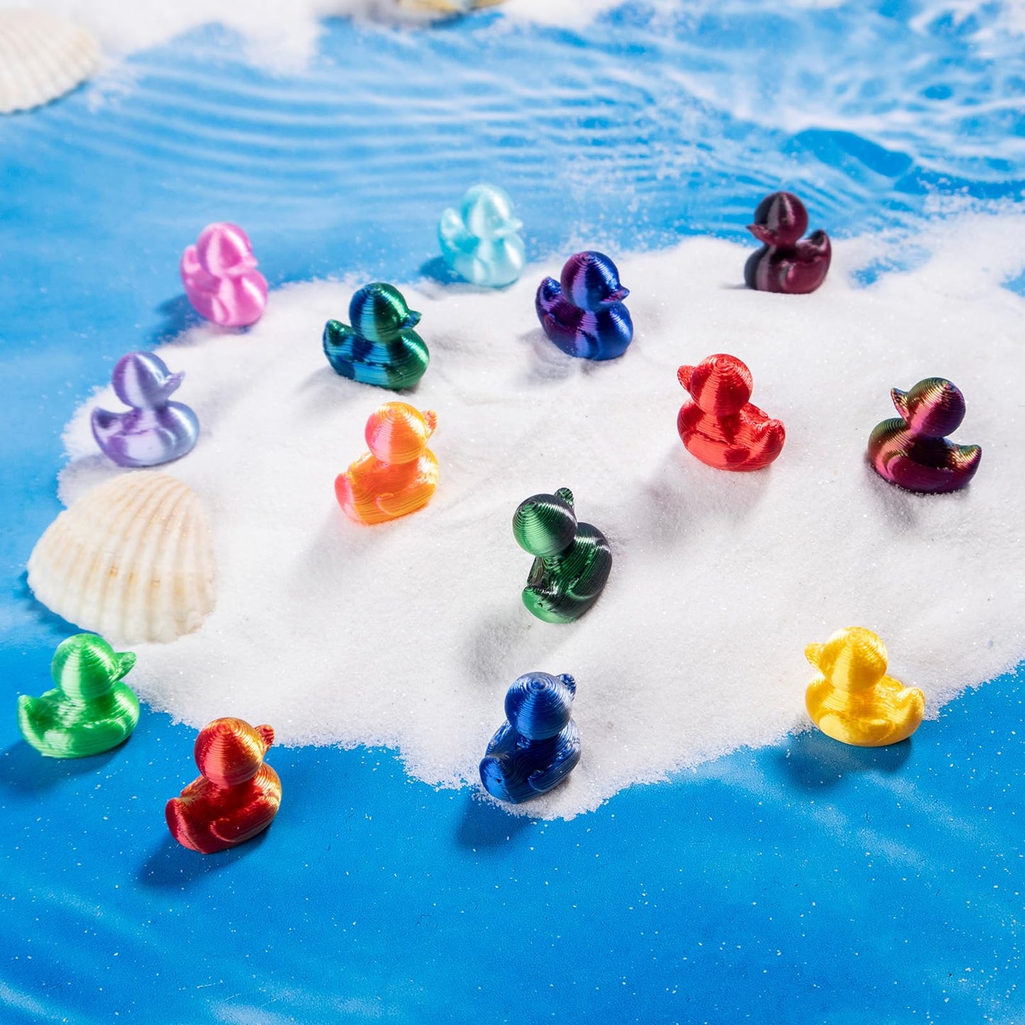 jrootouh 3D Printed 100pcs Mini Ducks Figurines - Anime ToysThemed Plastic Bulk Tiny Ducking Ornaments,Shiny Gradient Color for Potted Miniature