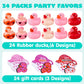 JOYIN 24 Pcs Valentine’s Day Gift Cards with Rubber Duck for Kids,Mini Rubber Duck Bath Toys for Classroom Exchange Prizes, Valentine Party Favors