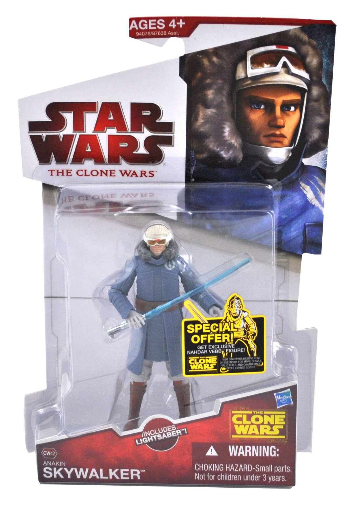 Star Wars 2010 The Clone Wars Series 4 Inch Tall Action Figure - CW42 ANAKIN SKYWALKER with Cold Weather Gear and Blue Lightsaber