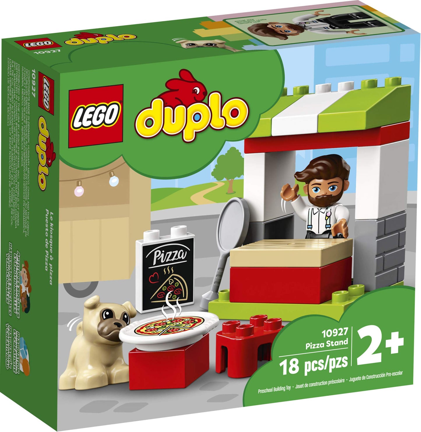 LEGO DUPLO Town Pizza Stand 10927 Pretend Play Pizza Set for Toddlers, Learning Toy for Kids Ages 2 and Over (18 Pieces)