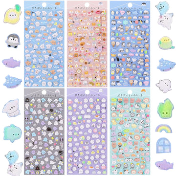 600+ Cute Mini Puffy Stickers Set Small 3D Stickers for Tiny Stickers for Phone Case Notebook Scrapbooking Pack of Varied Designs Dog Cat Penguin