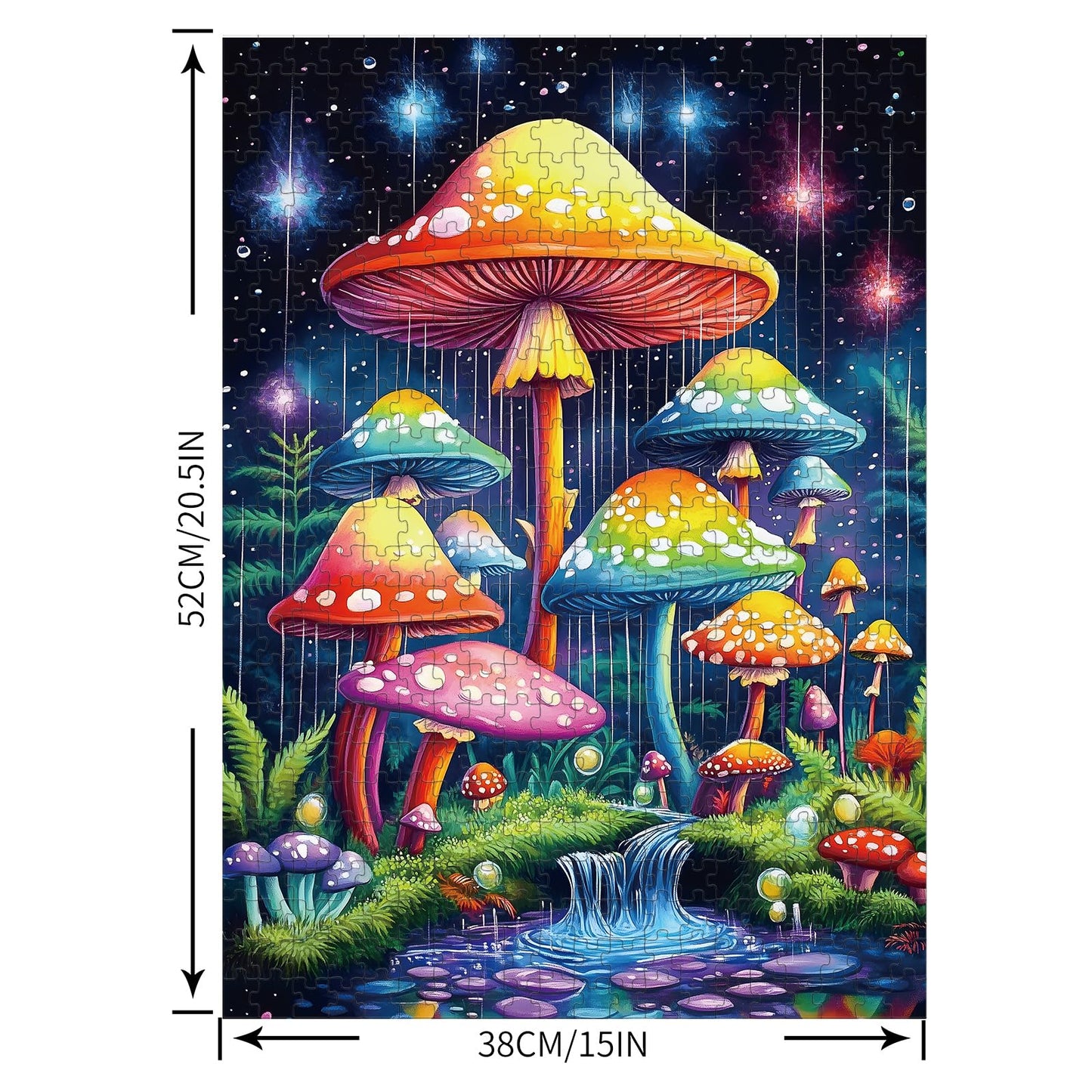 Puzzles for Adults 500 Pieces, Mushroom Jigsaw Puzzles - Starry Night Mushrooms, Impossible Glow in The Dark Puzzle for Seniors Family, 14.96x20.47