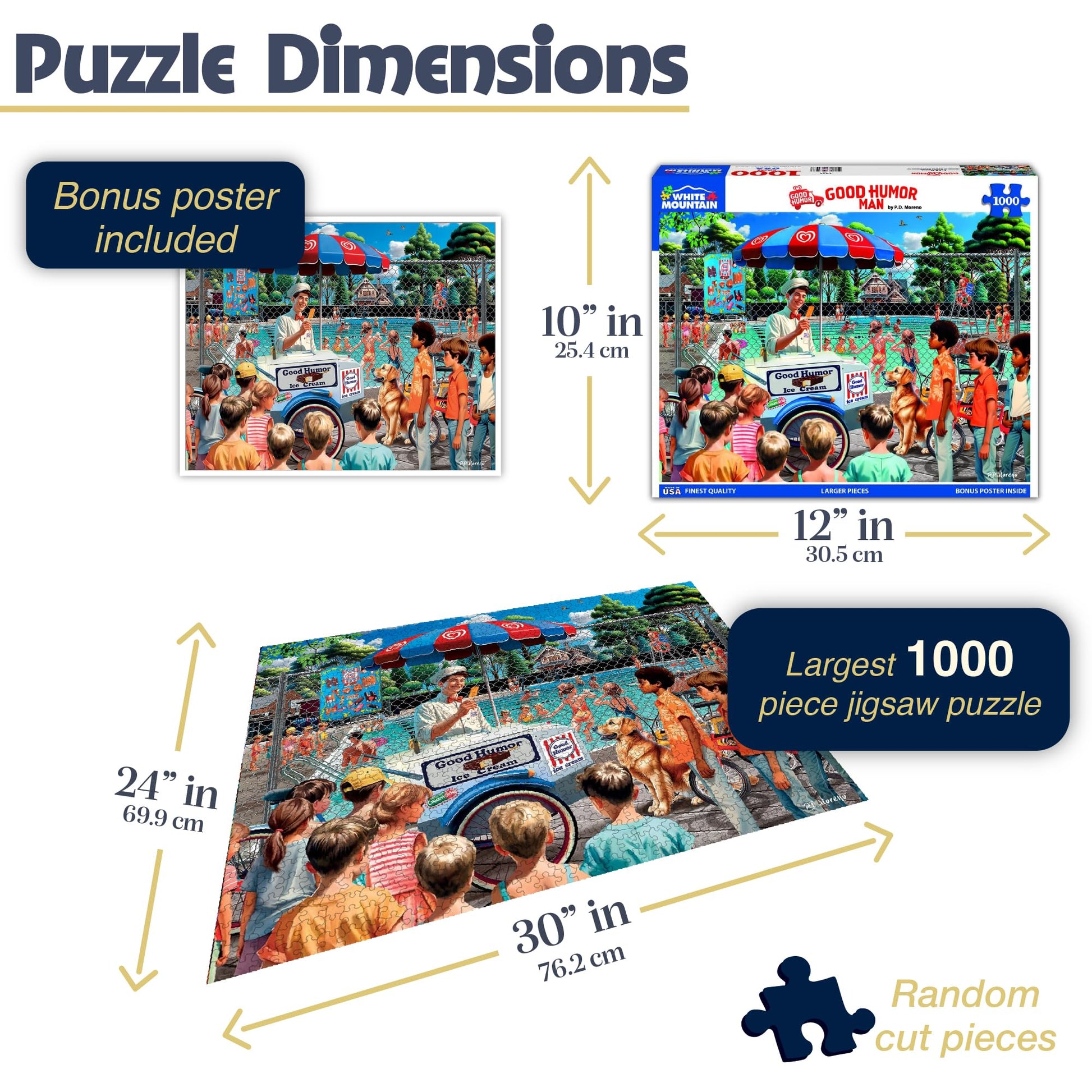 White Mountain 1000 Piece Jigsaw Puzzle Summer Ice Cream, Good Humor Man