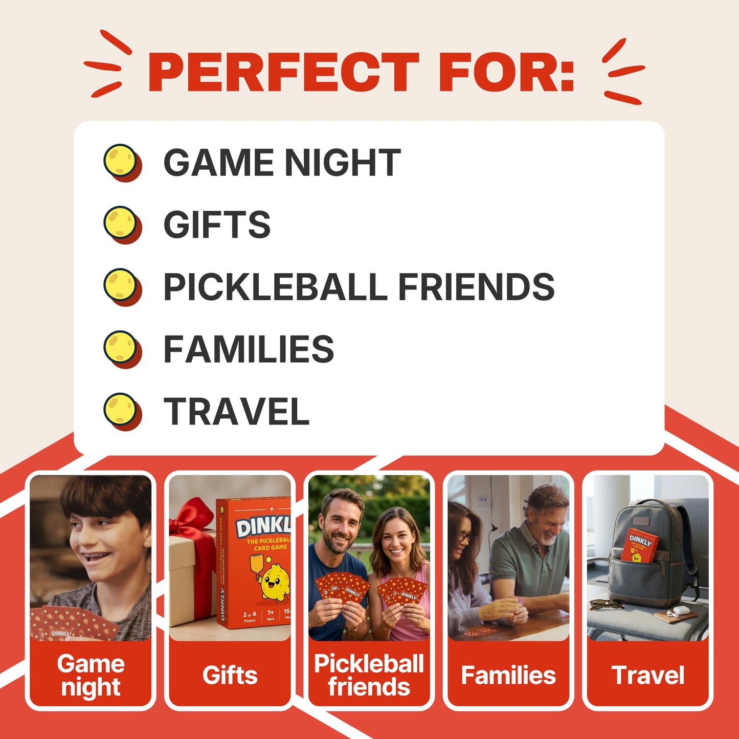 DINKLY The Pickleball Card Game, Pickleball Gift for Men, Women & Players