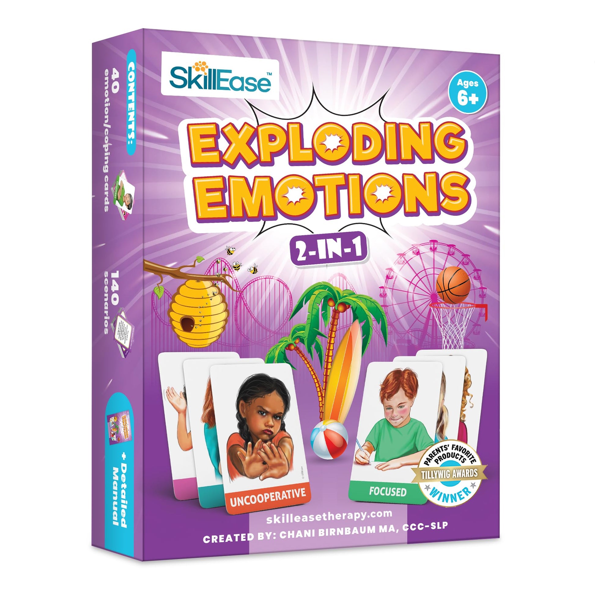 SkillEase Exploding Emotions Flashcards and Game: 2 in 1, Hilarious Family Fun, Social Emotional Learning, Feeling Cards for Kids, Teaches Social