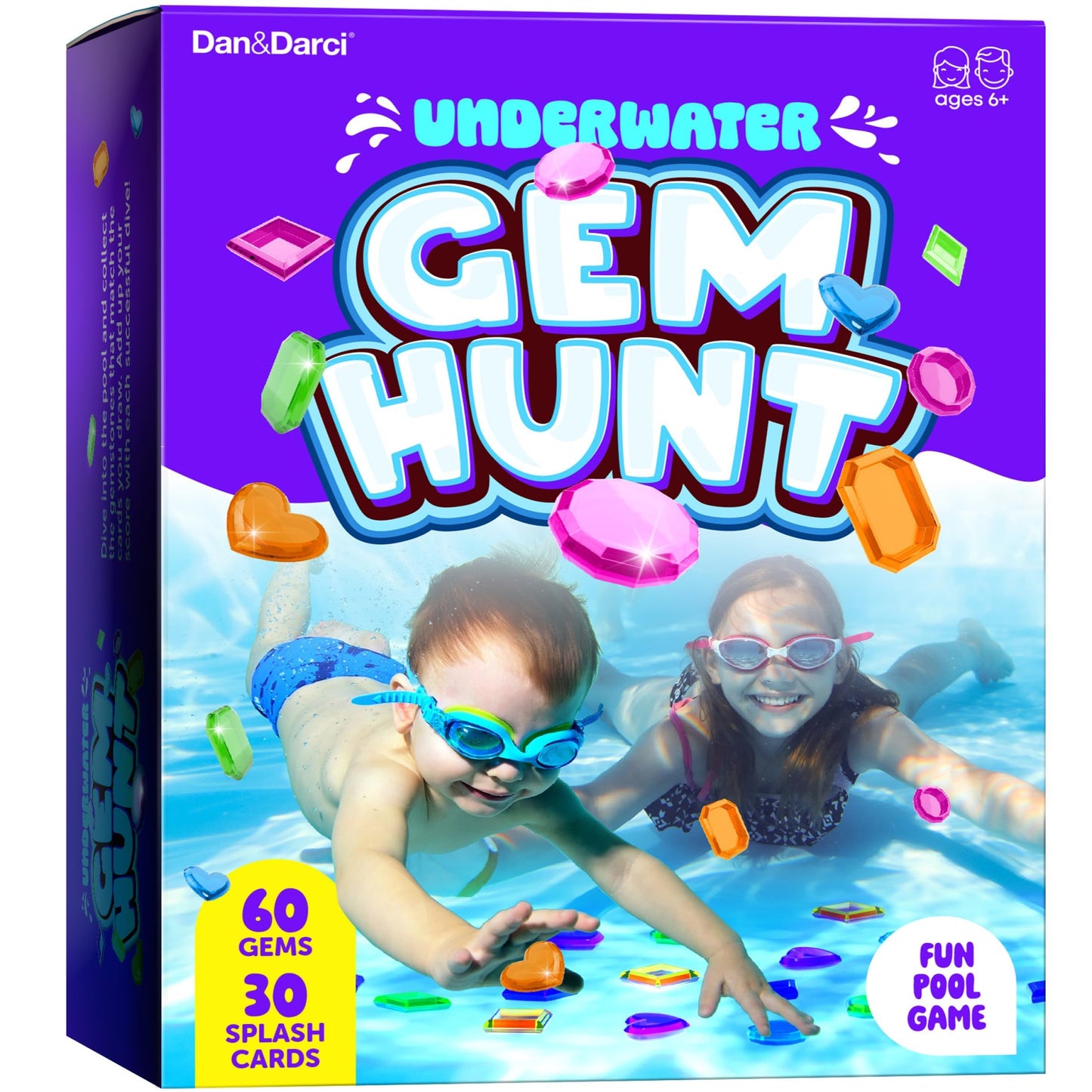 Dan&Darci Pool Gem Hunt Diving Game for Kids - Pools Toys for Kid Ages 6 7 8 9 10 11 12 Year Old - Water Games Swimming Dive Toy - Gifts for Girls